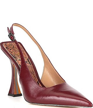 Sam Edelman Odette Leather Slingback Flared Heel Pointed Toe Pumps - 7.5 | Dillard's