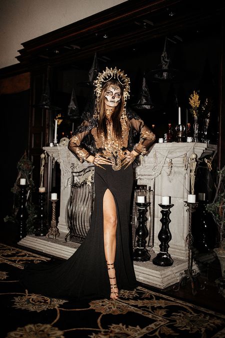 Gold and Black Skeleton 
DIY skeleton halloween costume 



#LTKHalloween #LTKstyletip #LTKSeasonal