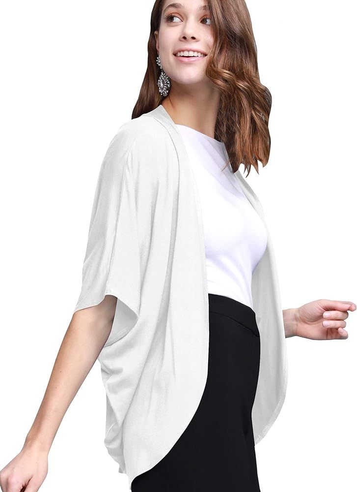 Womens Short Sleeve Open-Front Batwing Cardigan - Made in USA | Amazon (US)