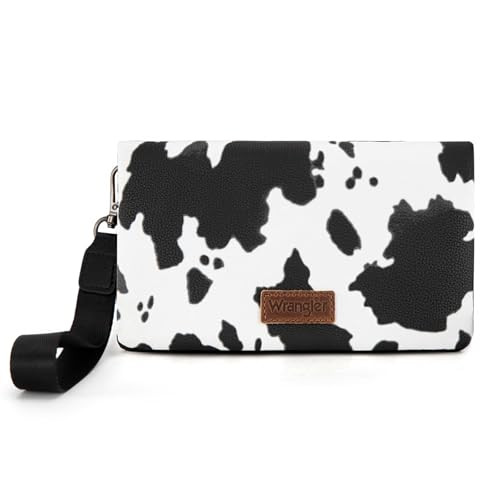 Wrangler Cow Print Womens Wristlet Wallet RFID Blocking Bifold Clutch Credit Card Holder Purse | Amazon (US)