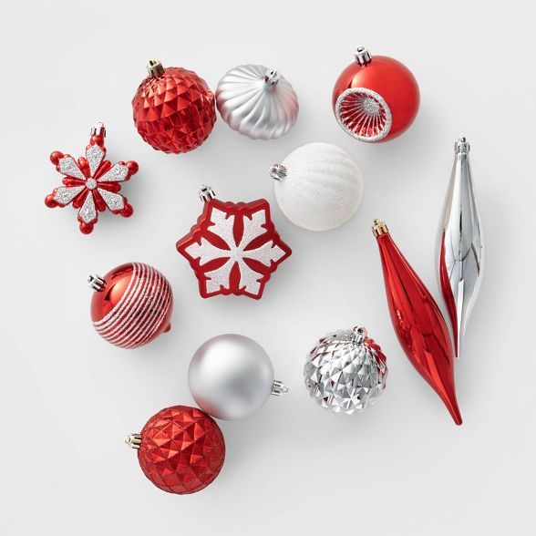 Target/Holiday Shop/Christmas/4 Pack Trend Ornaments‎40ct Christmas Ornament Set Red White & Si... | Target