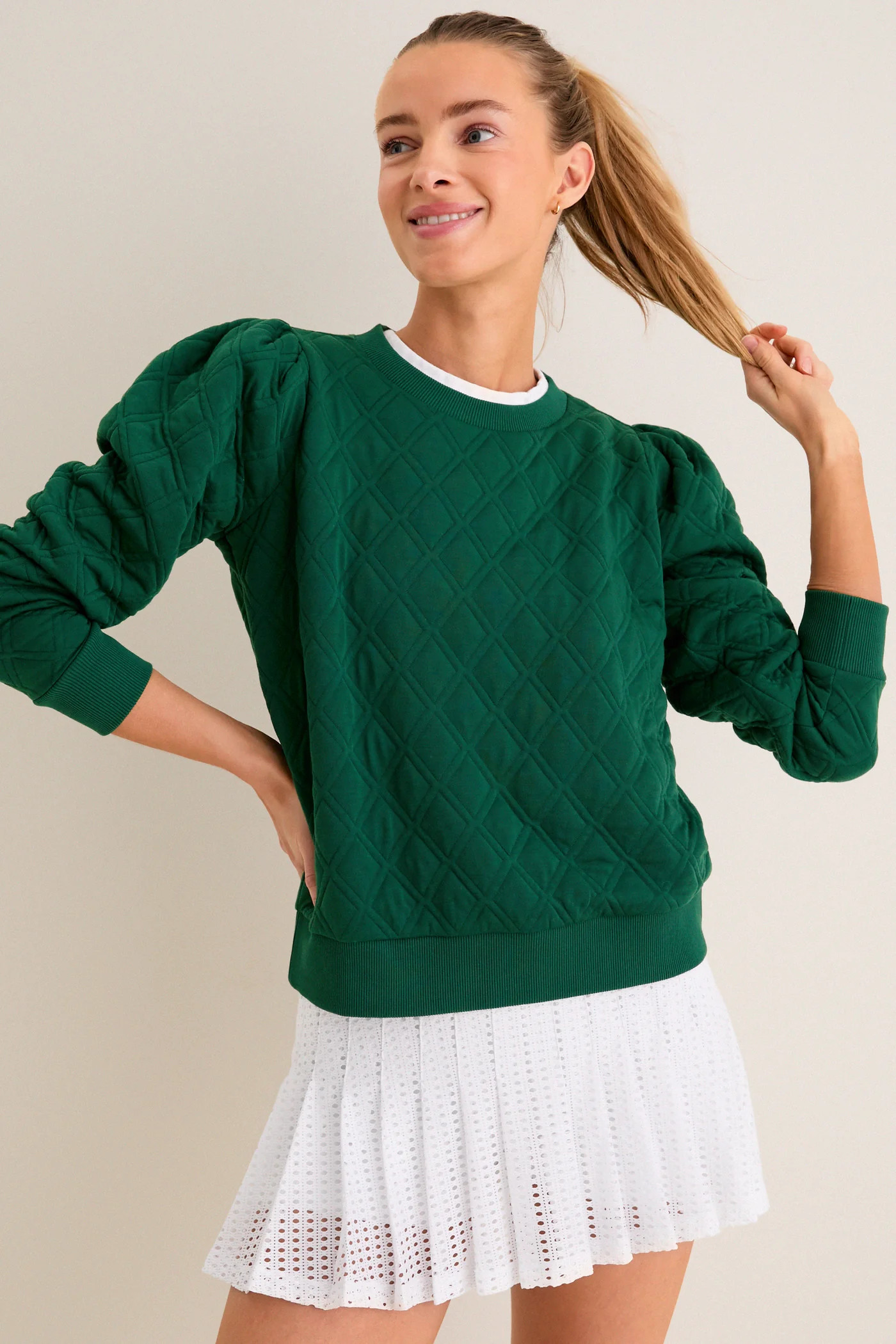 Red Puff Sleeve Quilted Stretch Campbell Pullover | Tuckernuck (US)