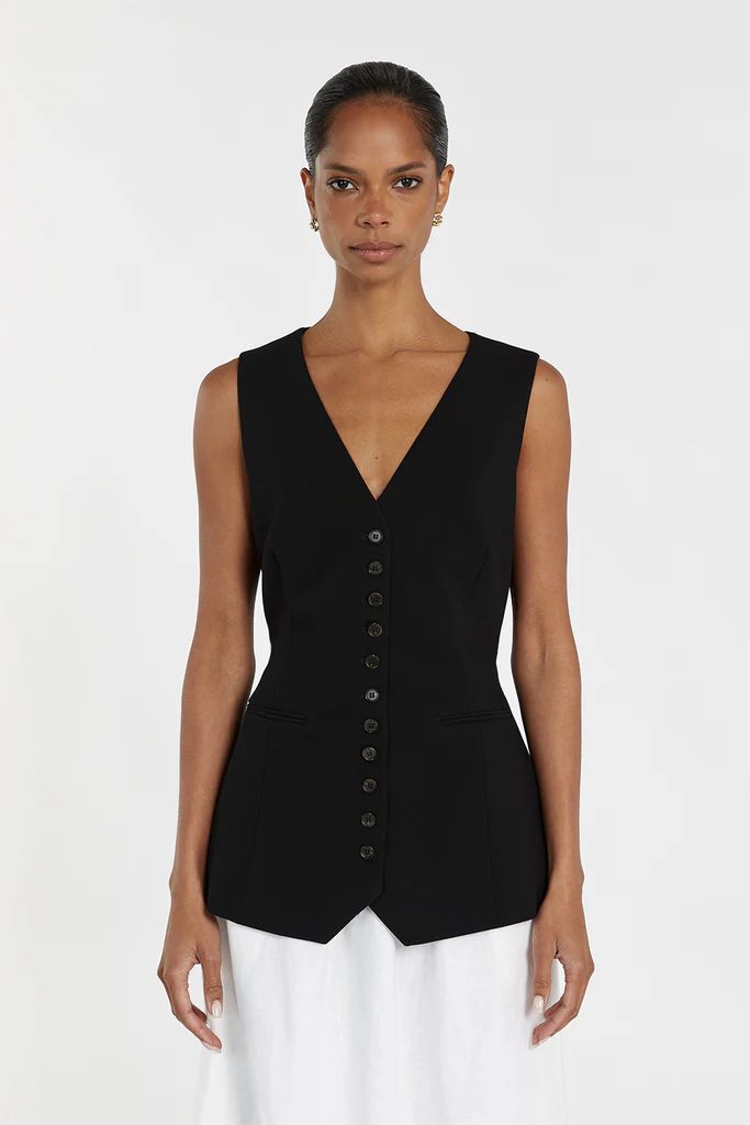 CELINE BLACK LONGLINE VEST | DISSH