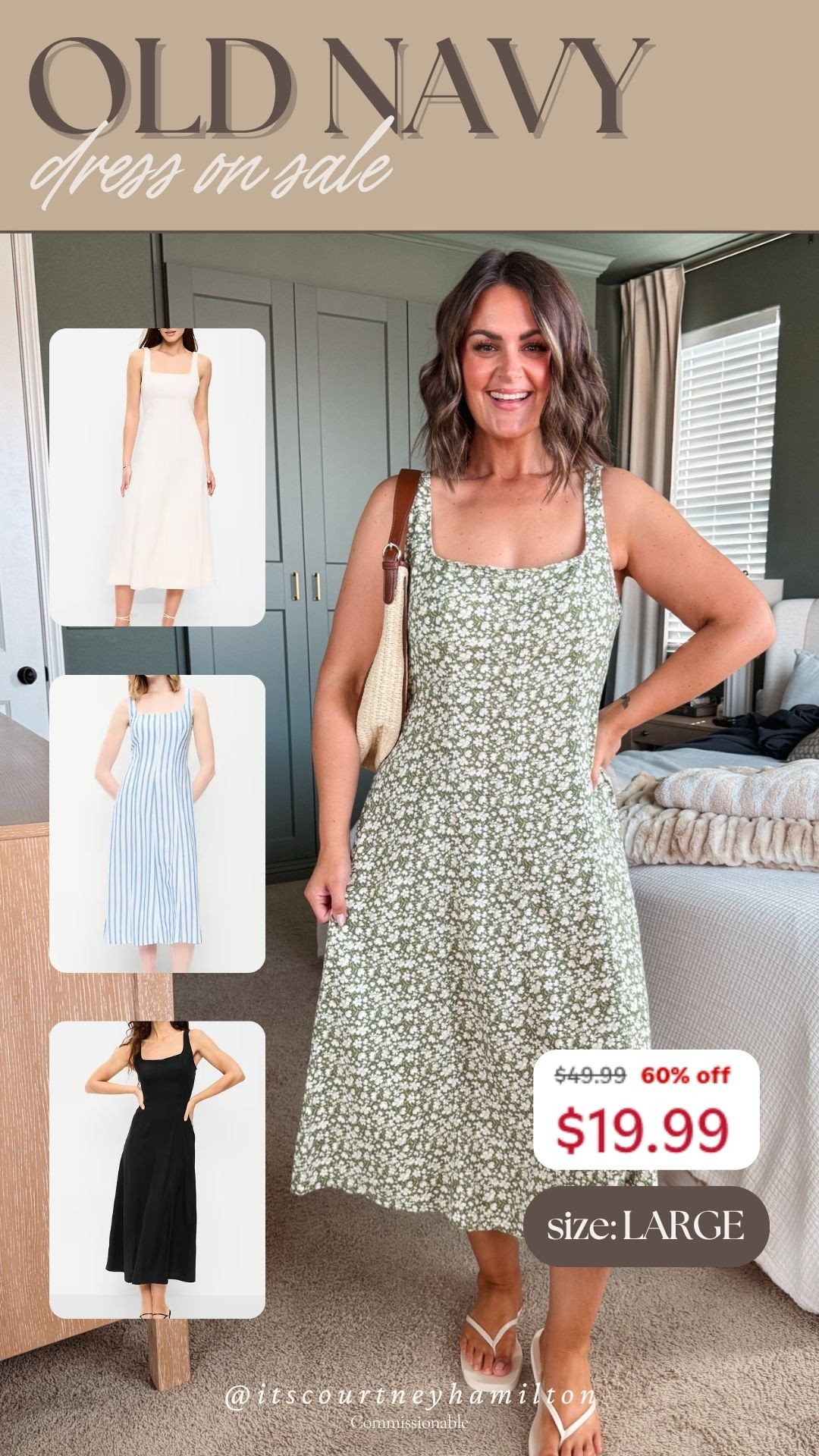 This dress is 60% off right now from Old Navy!! Everything is 50% off until tomorrow I am wearing a large 

sale alert, memorial day sale, casual fashion, vacation outfit, courtney hamilton 

 #LTKootd #LTKSeasonal #LTKSaleAlert