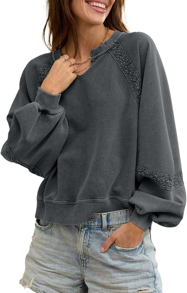 Acelitt Women Casual Long Sleeve Crewneck Sweatshirts Pullover Tops,S-XXL | Amazon (US)