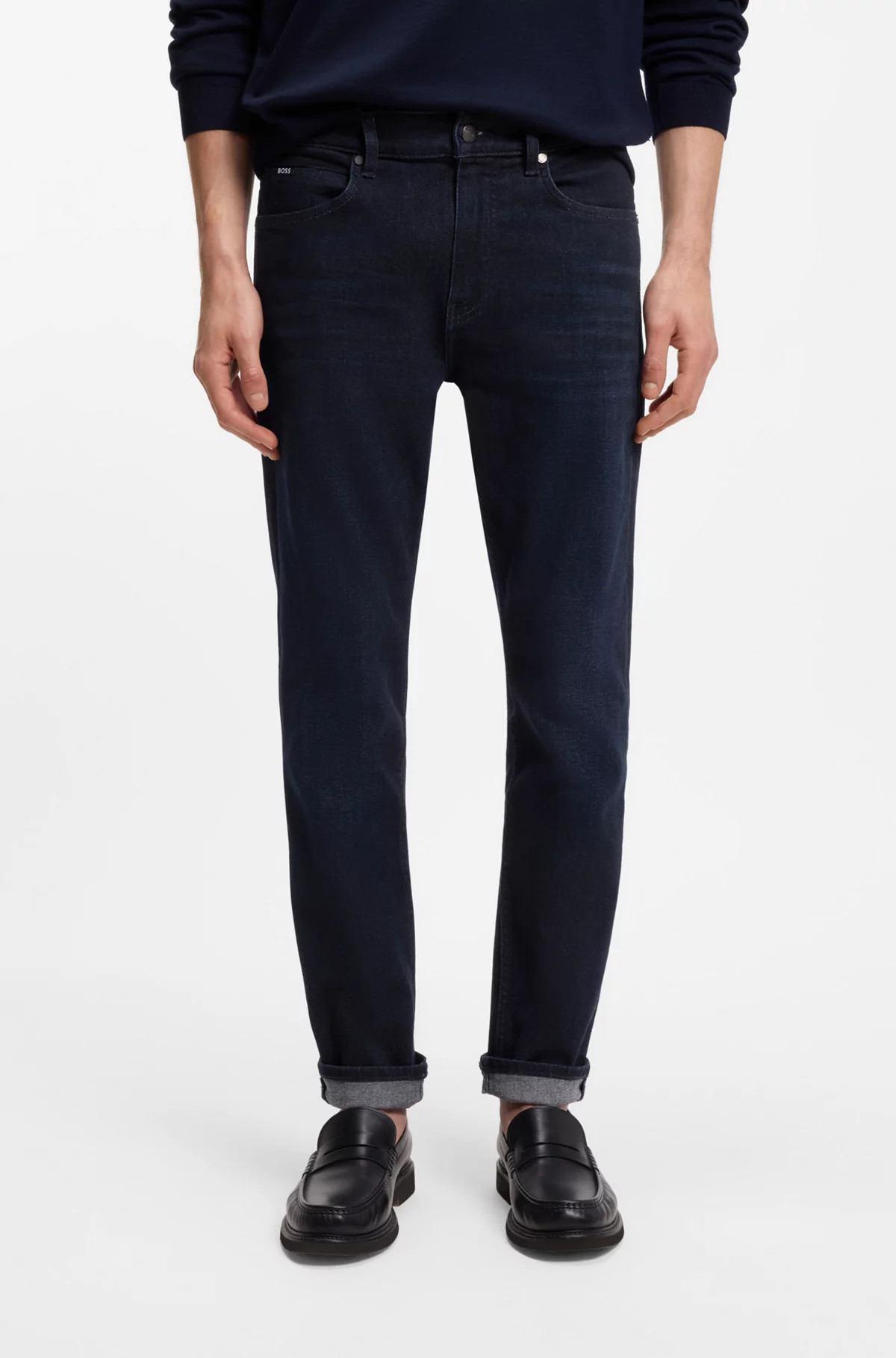 BOSS - Delaware Slim-fit jeans in dark-blue super-soft denim | Hugo Boss (US)