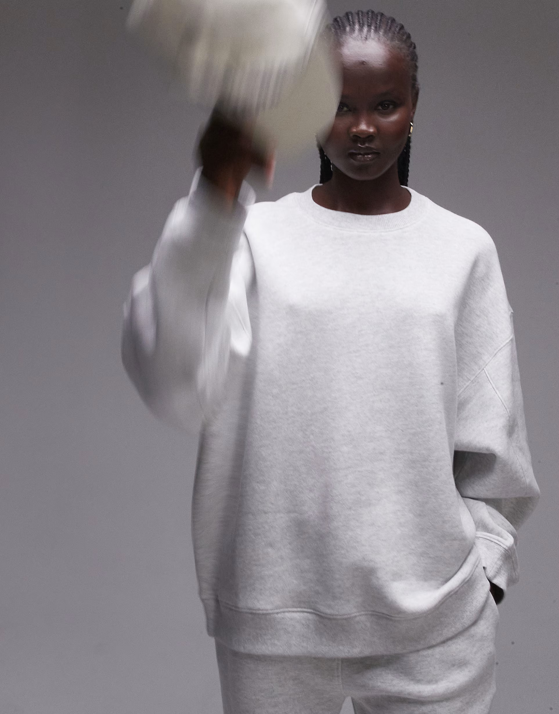 Topshop premium seam detail sweat in grey marl | ASOS | ASOS (Global)