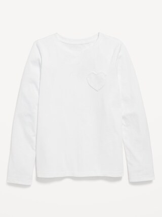 Softest Long-Sleeve Heart-Pocket T-Shirt for Girls | Old Navy | Old Navy (US)