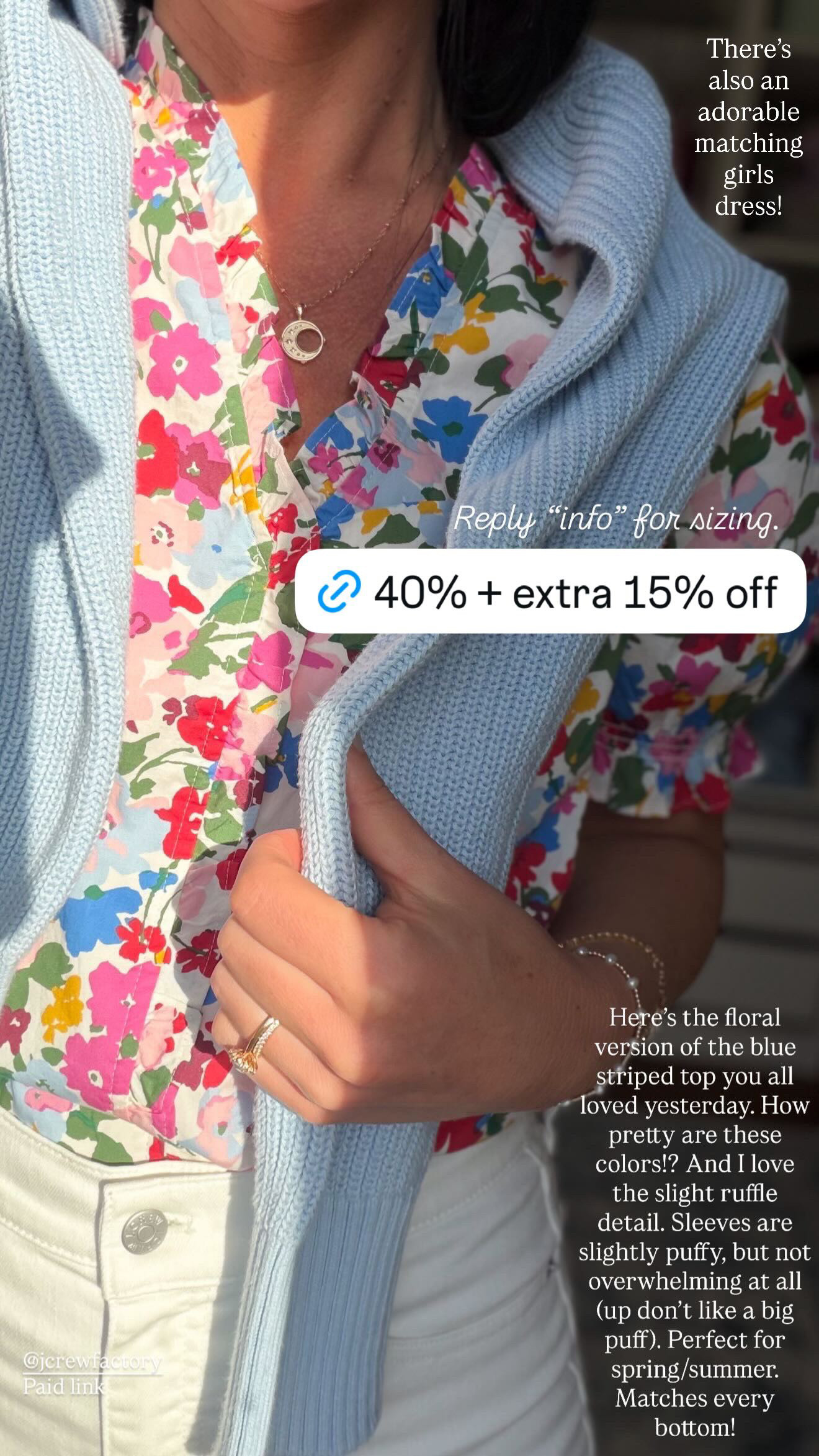 This floral blouse is so pretty for spring! Also comes in classic blue and white stripe. Blouse fits TTS, wearing XS. Jeans fit TTS, wearing 26.

spring style, spring outfit, white denim, floral blouse, J.Crew Factory 

 #LTKootd #LTKSeasonal #LTKSaleAlert