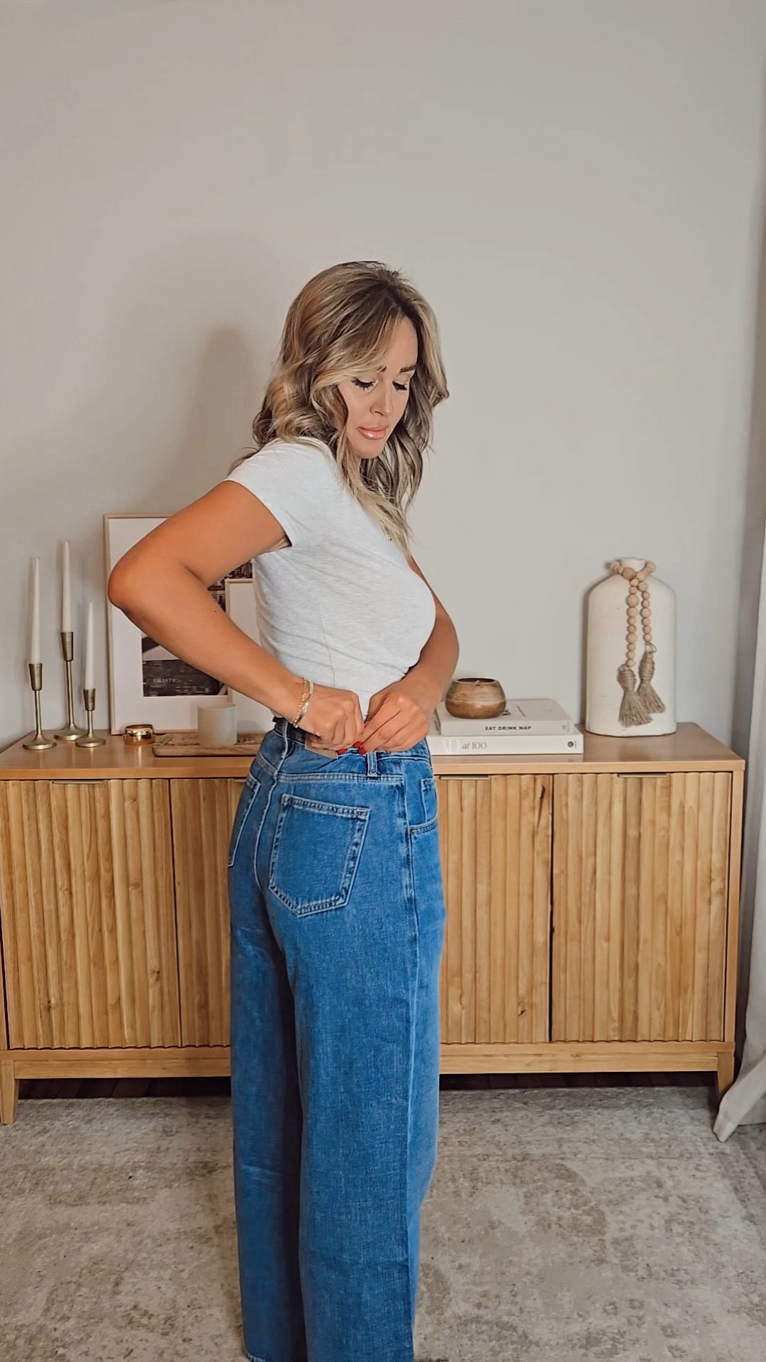 high rise denim with no waist gap 👏🏼  love the adjustable waist, these are so similar to a designer brand. they come in a few washes. @amazon #founditonamazon #springsale

#LTKootd #LTKSaleAlert #LTKgrwm