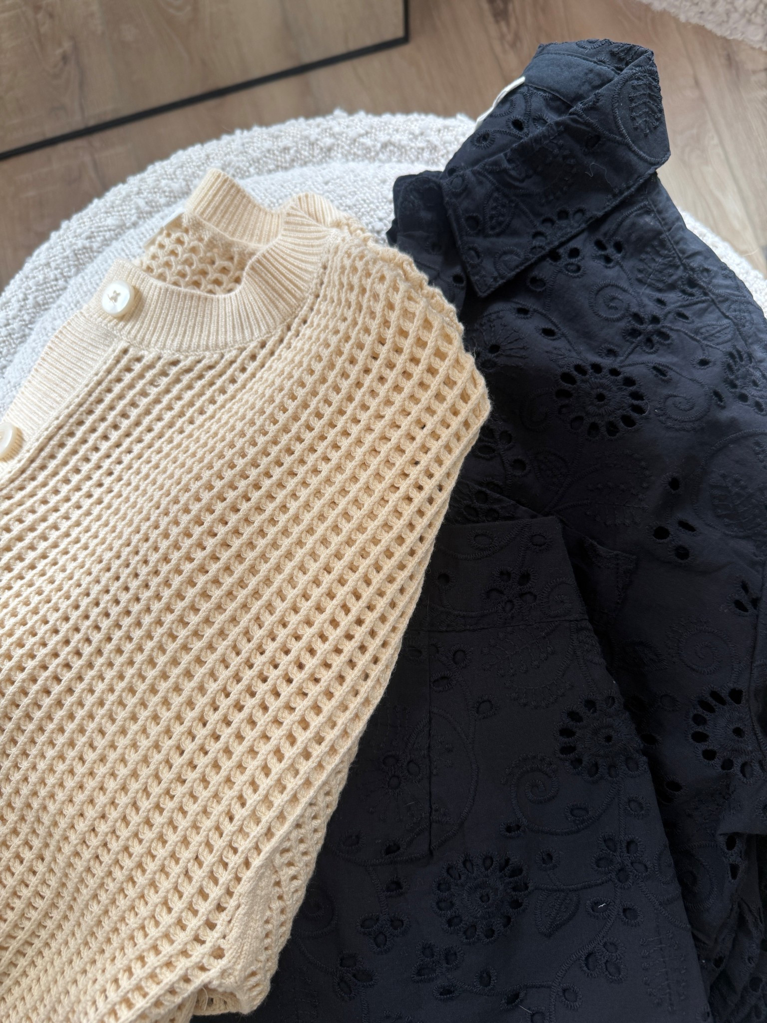 Small cardigan, small button-up, XS shorts 

#LTKgrwm #LTKOver40 #LTKootd