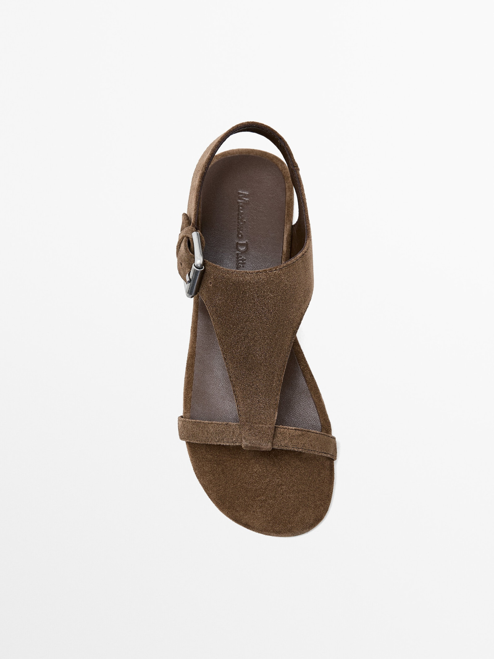 Flat split leather sandals with buckle | Massimo Dutti UK