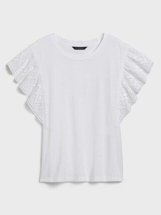 Eyelet Ruffle-Sleeve Top | Banana Republic Factory