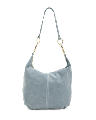 Made In Italy Suede Hobo With Circle Handle Detail | TJ Maxx