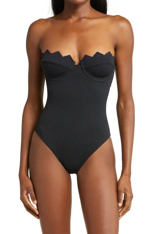 ViX Swimwear Firenze Imani Underwire Strapless One-Piece Swimsuit in Black at Nordstrom, Size Small | Nordstrom