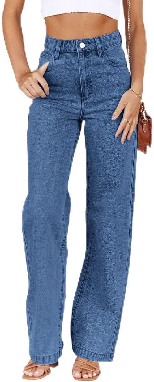Women's Wide Leg Jeans Low Waisted Strechy Baggy Loose Boyfriend Denim Pants | Amazon (US)