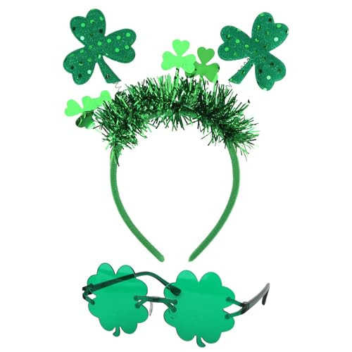 ACO-UINT St. Patrick's Day Headbands and Sunglasses Green Clover Shamrock Accessories for Women Irish Festival Parade Party Favors Costume Decorations | Amazon (US)