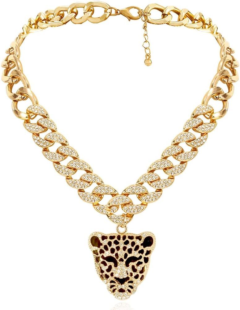 KOSMOS-LI Rhinestone Chain with Dollar Sign Choker,Gold Plated Hip Hop Necklace | Amazon (US)