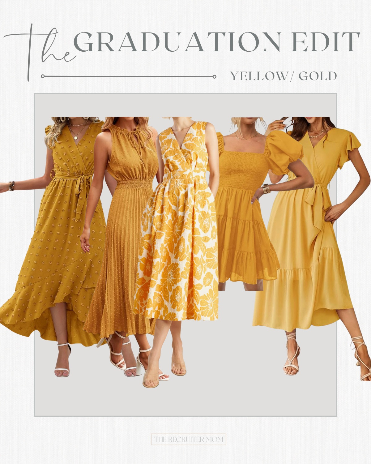 Graduation Dresses for schools with yellow! LSU, Colorado State, Michigan, Oregon, Georgia Tech #graduation  

 #LTKSeasonal #LTKU #LTKOver40