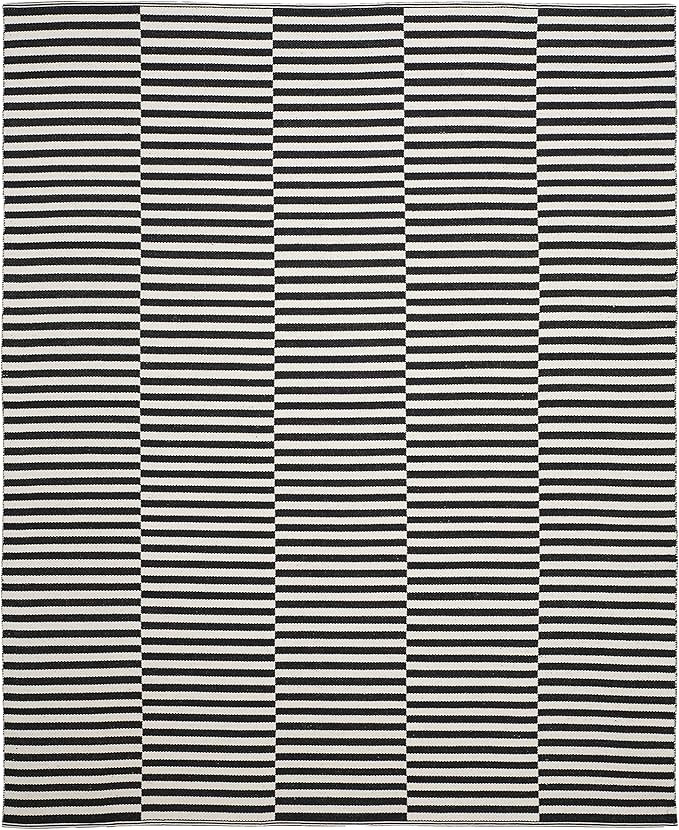 SAFAVIEH Montauk Collection 8' x 10' Ivory / Black MTK715D Handmade Stripe Cotton Area Rug | Amazon (US)