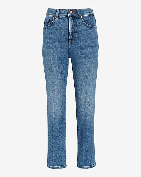 High Waisted Medium Wash Straight Ankle Jeans | Express