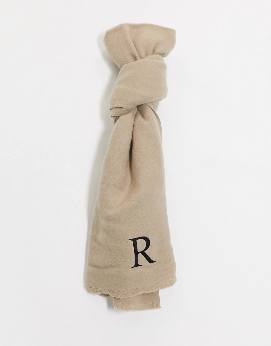 ASOS DESIGN personalised scarf with initial R-Brown | ASOS (Global)