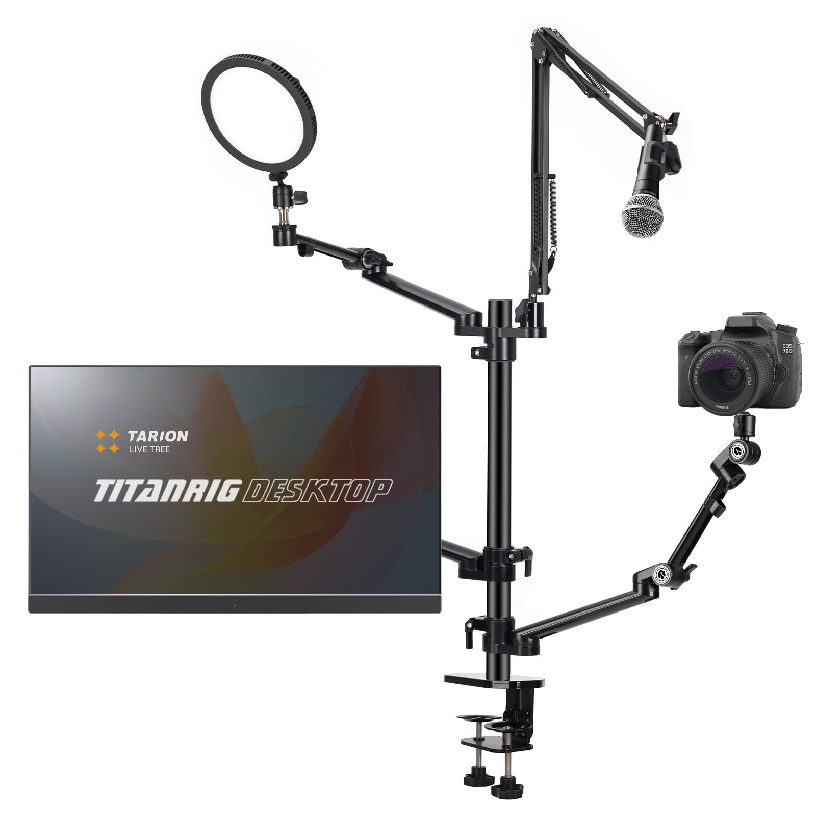 TARION Overhead Camera Desk Mount: 4-in-1 Heavy Duty Mount Set with 1 Mic Boom Stand + 3 Articula... | Amazon (US)