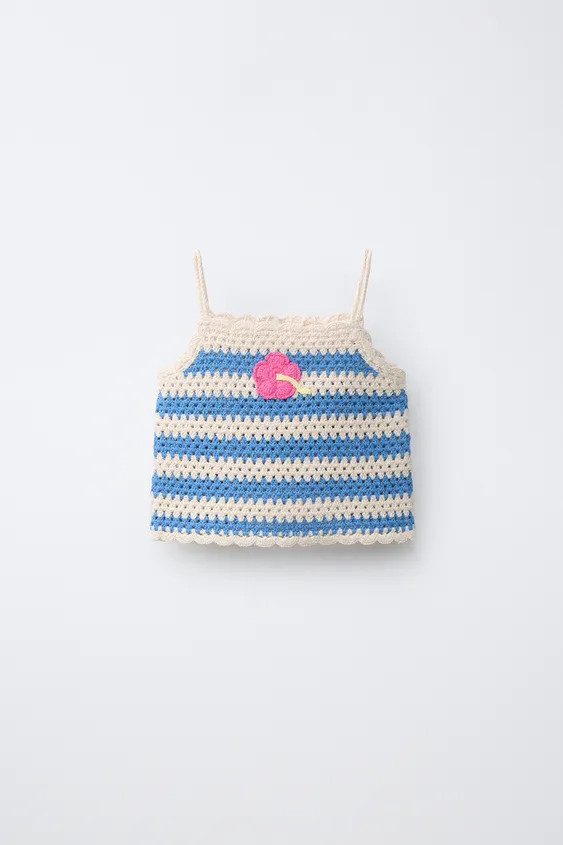 STRIPED CROCHET KNIT TOP | Zara US