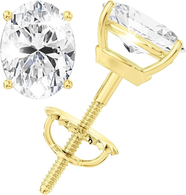 Moissanite Stud Earrings, 0.5ct-2ct D Color VVS1 Clarity Moissanite 14K Gold Plated 925 Sterling ... | Amazon (US)