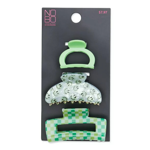 No Boundaries Juniors Claw Hair Clips, 3-Pack | Walmart (US)
