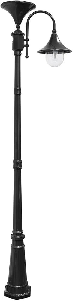 GAMA Sonic Everest Outdoor Solar Lamp Post Light Kit, Black Cast Aluminum Industrial Style Downli... | Amazon (US)