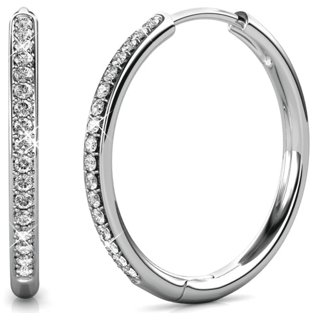 Cate & Chloe Bianca 18k White Gold Drop Dangle Hoop Earrings with Swarovski Crystals Gift for Wom... | Walmart (US)