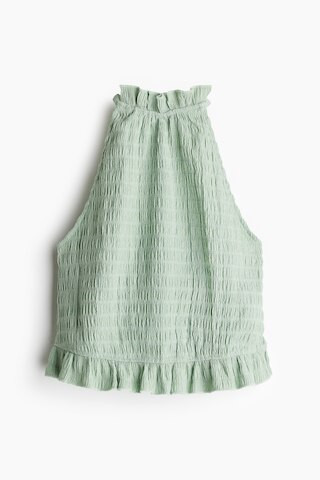 H & M - Textured Halterneck Top - Green | H&M (US + CA)