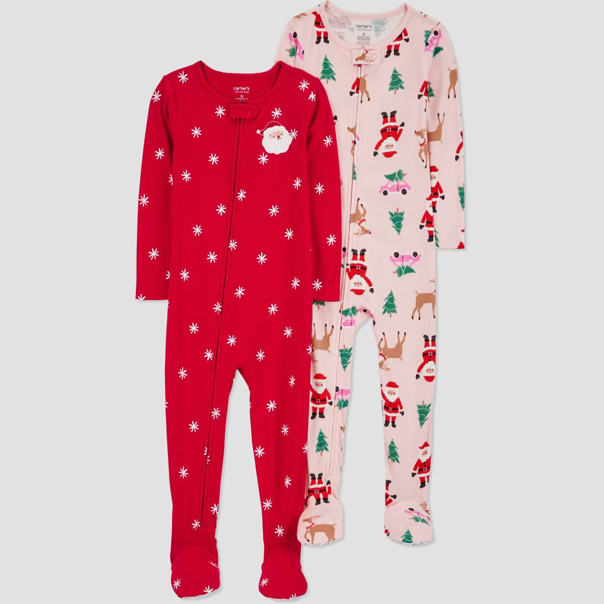 Carter's Just One You® Toddler Girls' 2pk Cotton Long Sleeve Santa Stars & Christmas Print Snug ... | Target