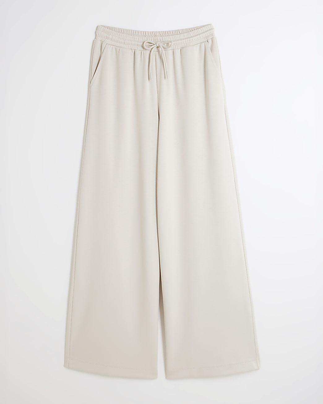 Cream Premium High Waisted Wide Leg Joggers | River Island UK & IE