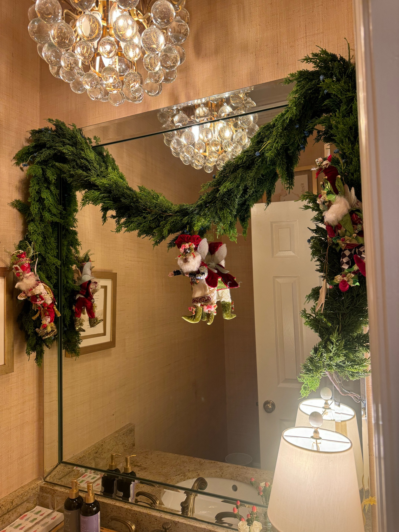 powder bath christmas decor • i love this anthro garland & eloises godmother gives her these little elves to collect every year ! 

#LTKHome #LTKHoliday #LTKSeasonal
