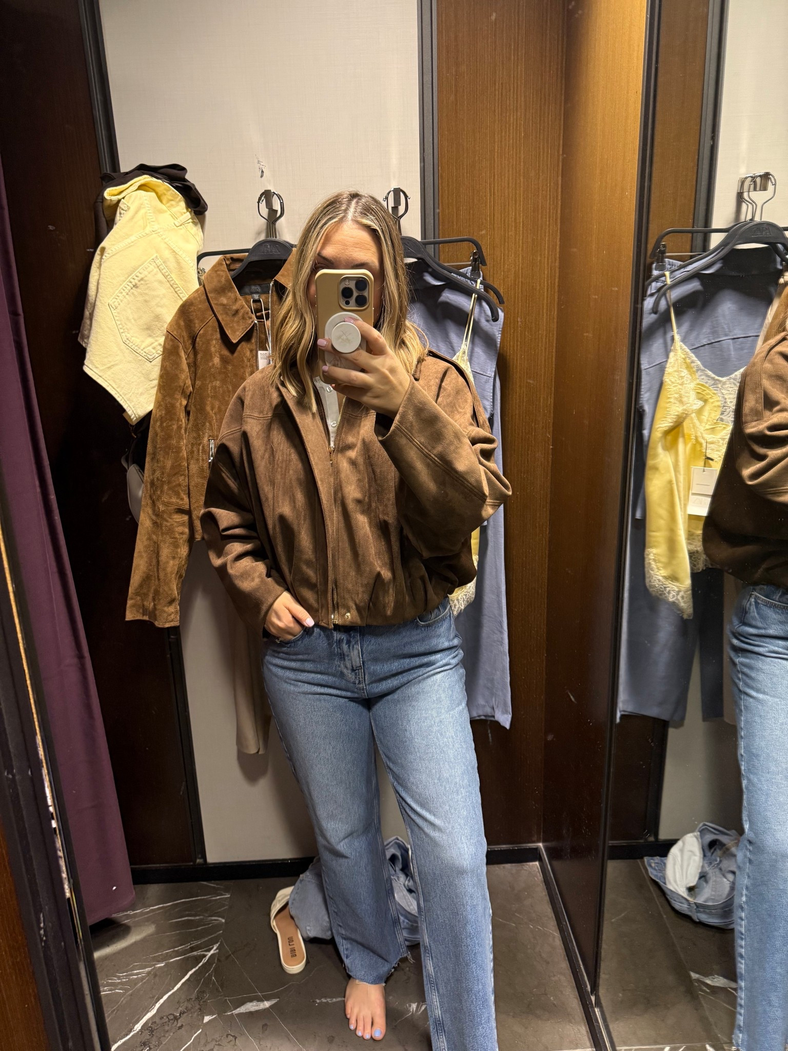 Another Zara brown suede jacket - more of a bubble hem style which is so cute and trendy!  Under $100.  
#zara

#LTKFindsUnder100 #LTKStyleTip