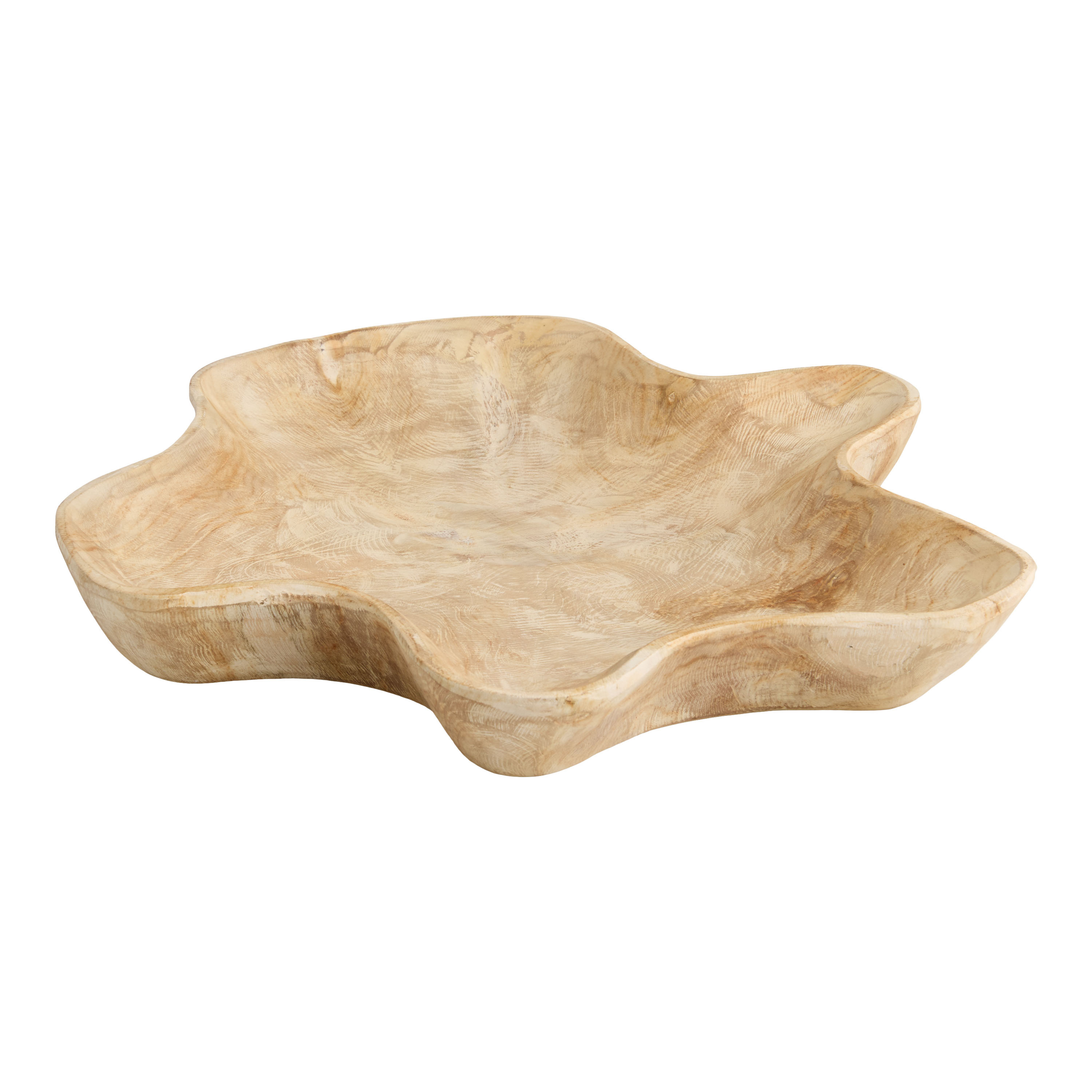 Whitewash Teak Wood Organic Tray Decor | World Market