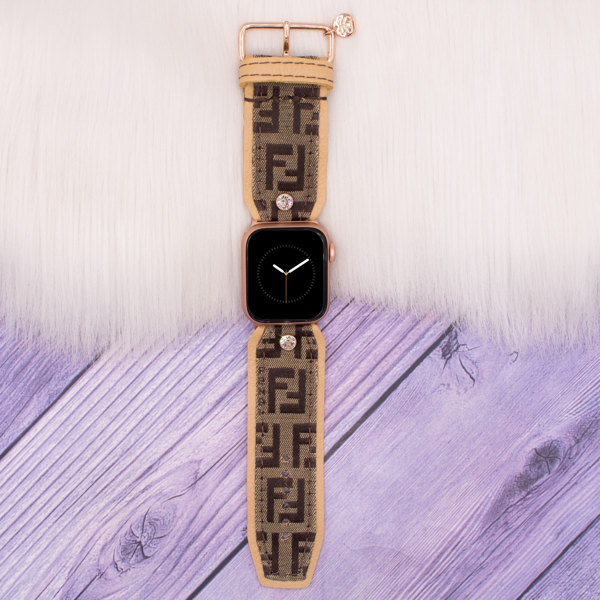 Limited Edition Sivella Band in Upcycled Fendi Monogram Zucchino with Latte Macchiato | Sparkl