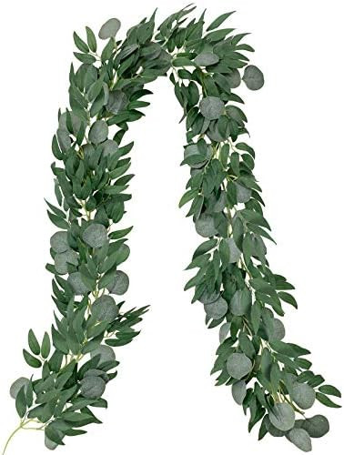 LAPONEE Artificial Eucalyptus Garland - 6.56Ft Long Faux Silver Dollar Eucalyptus Garland Wedding... | Amazon (US)