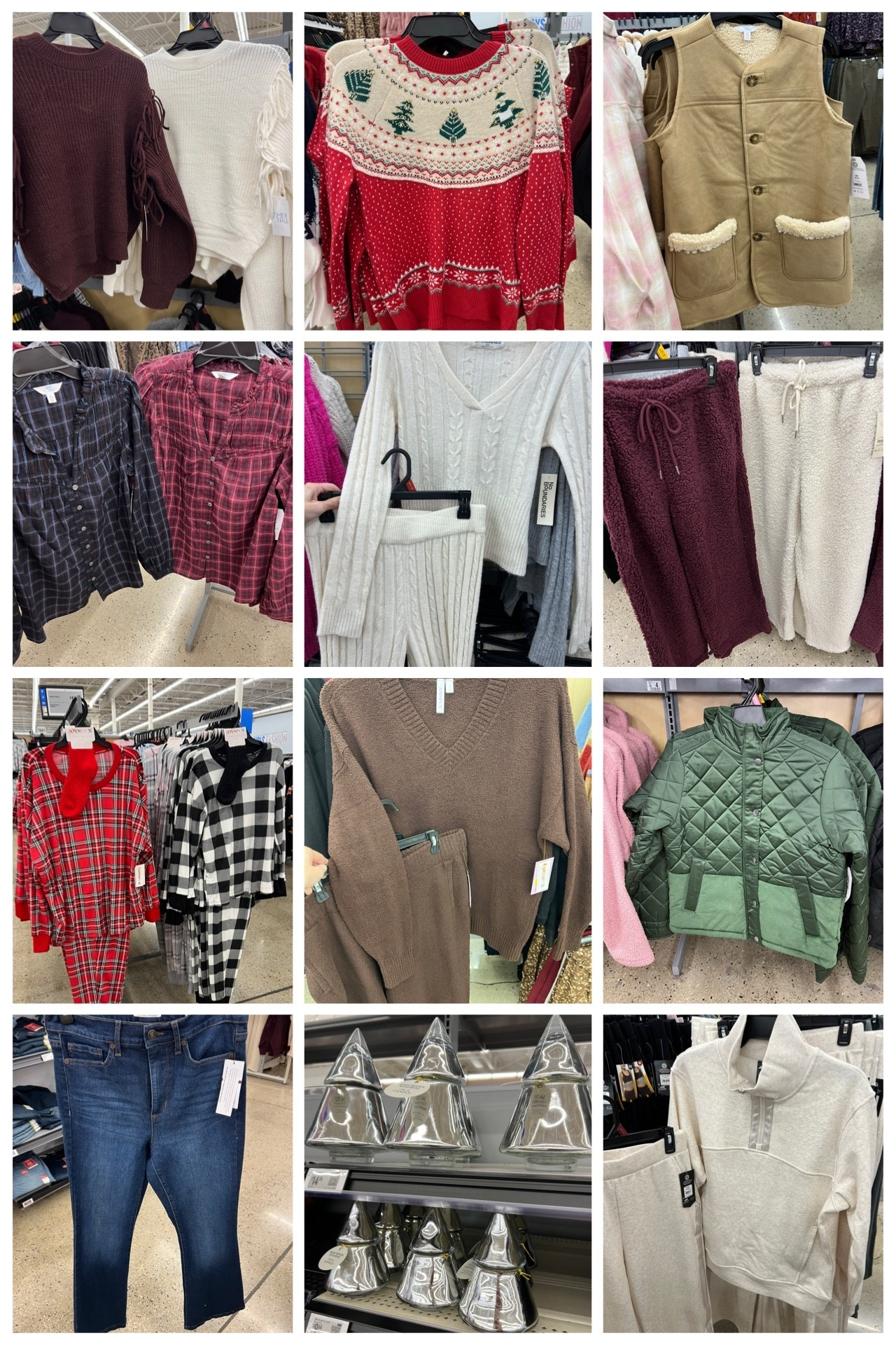 Walmart finds I’m loving lately! Christmas sweaters, quilted jacket, sweater sets, velour pajamas, plaid shirts and more. #walmartfashion 

#LTKHoliday #LTKFindsUnder100 #LTKFindsUnder50