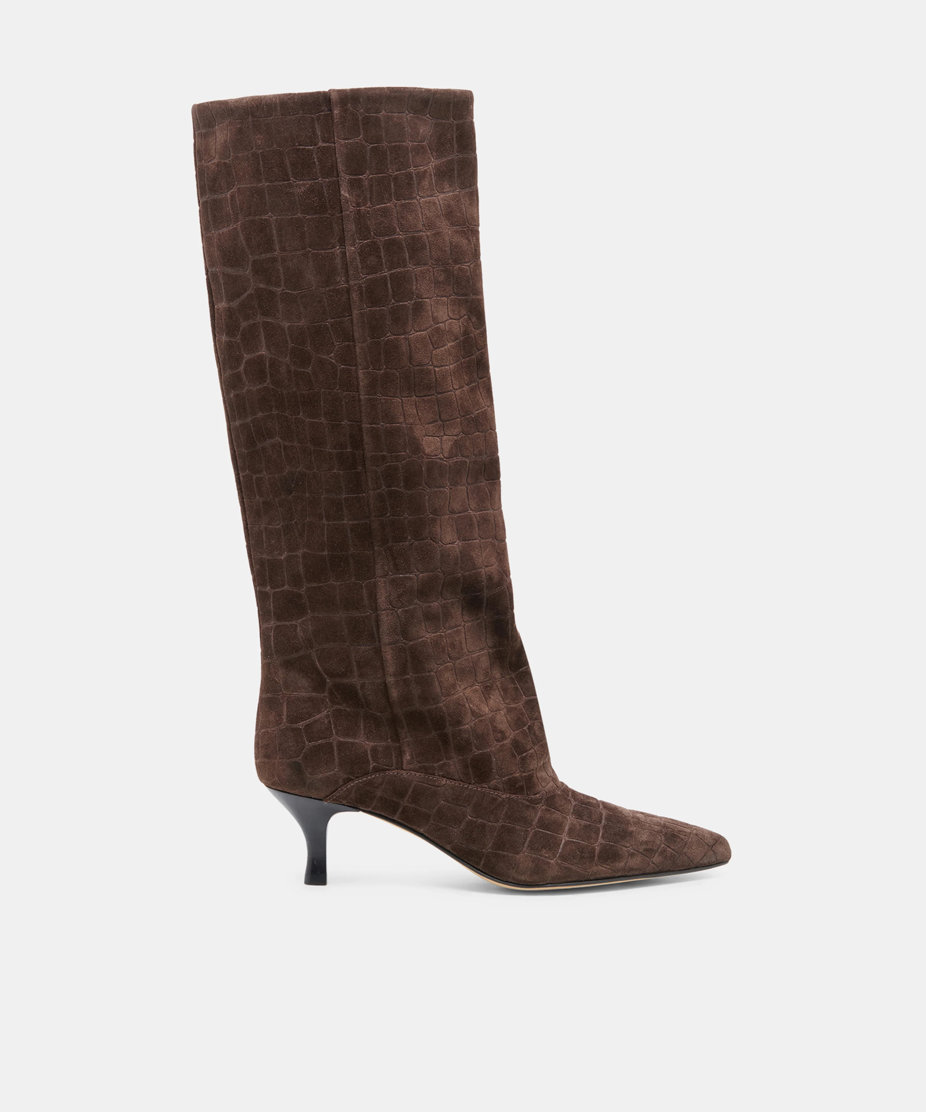Roxla Dk Chocolate Croco Embossed Leather Boots | Dolce Vita | DolceVita.com