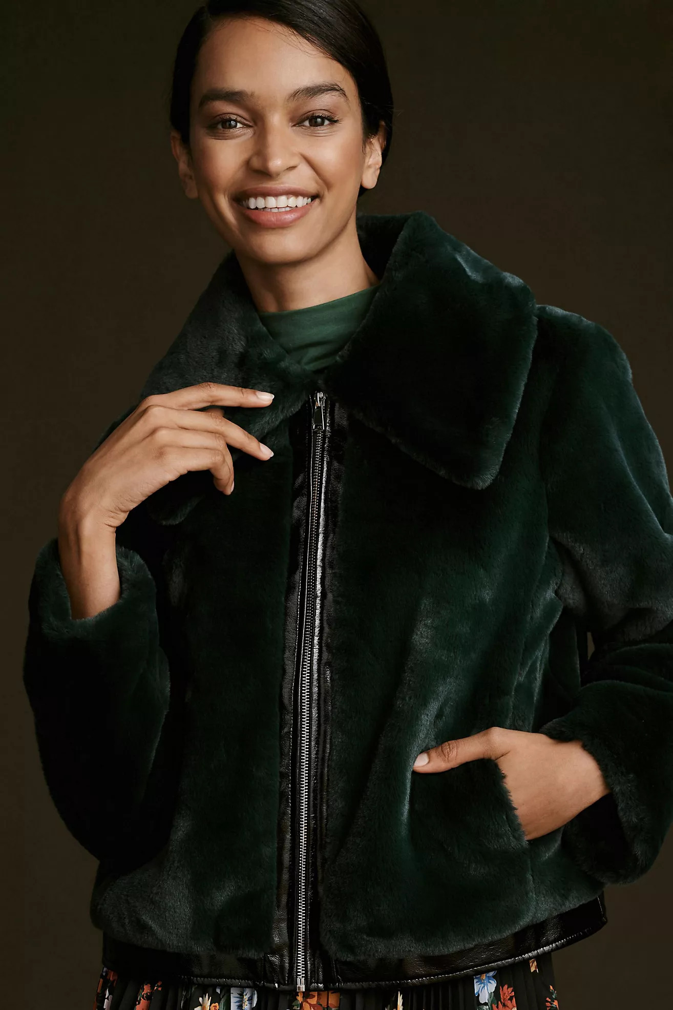 Maeve Zip Up Faux Fur Jacket | Anthropologie (US)
