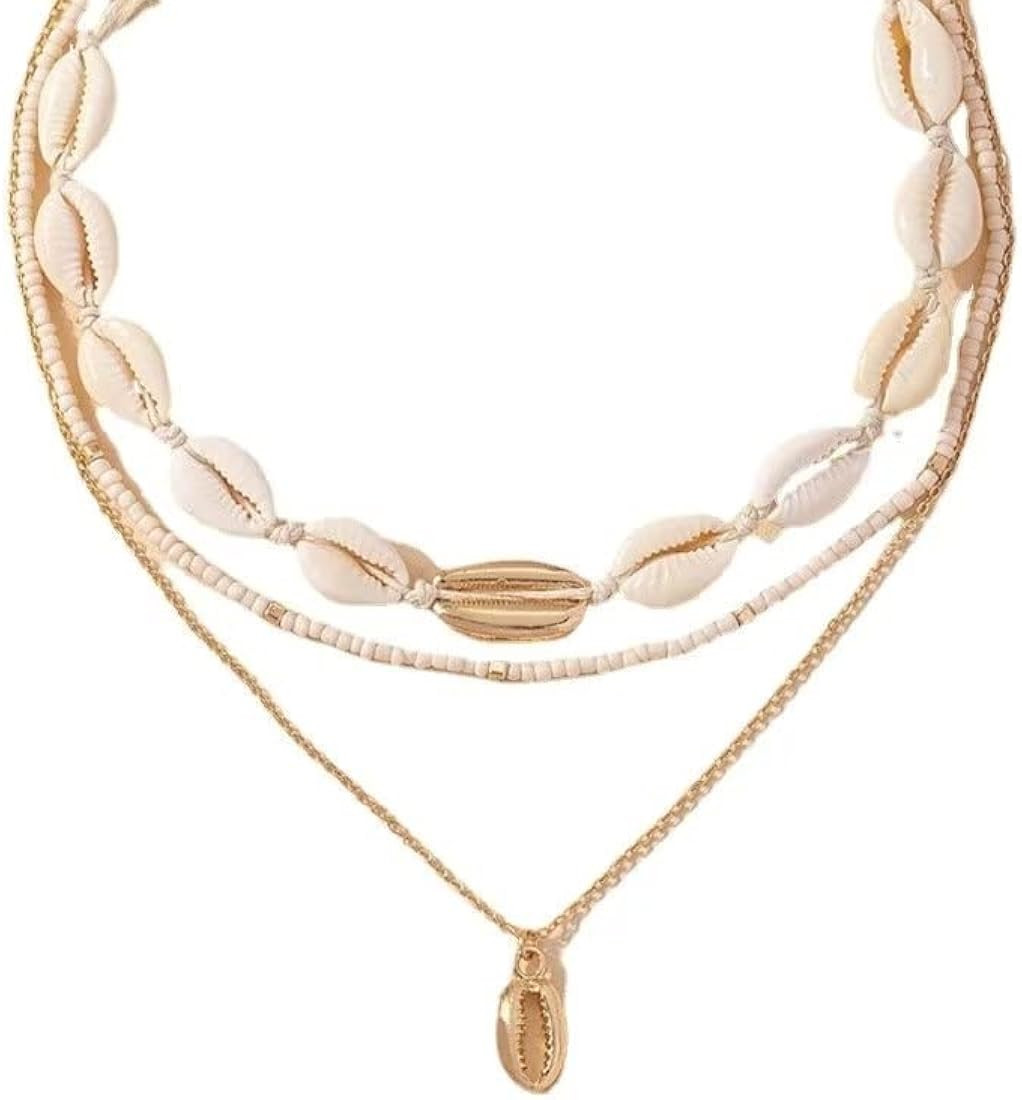 Puka Shell Necklace for Women Layered Sea Shell Choker Necklace Colorful Beaded Shell Starfish Pe... | Amazon (US)