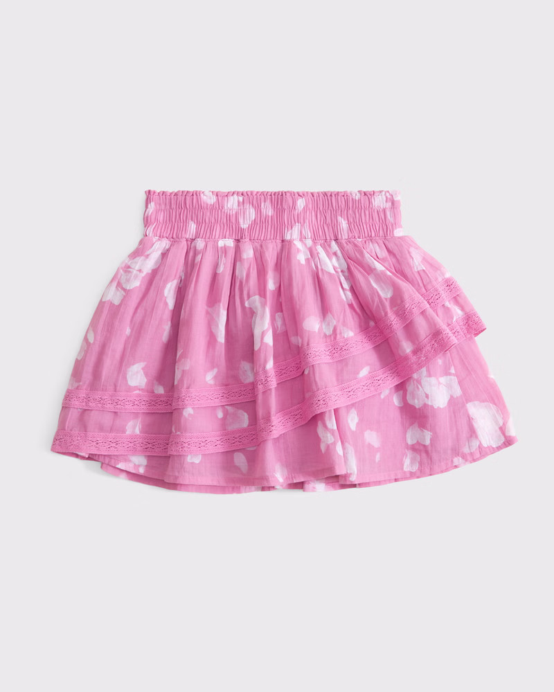 lace-trim tiered mini skort | Abercrombie & Fitch (US)