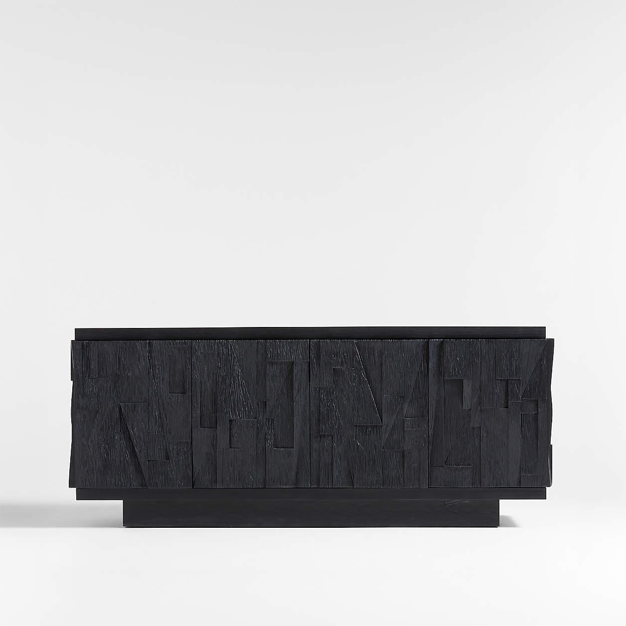 Gerhard 77.5" Black Wood and Resin Storage Media Console + Reviews | Crate & Barrel | Crate & Barrel