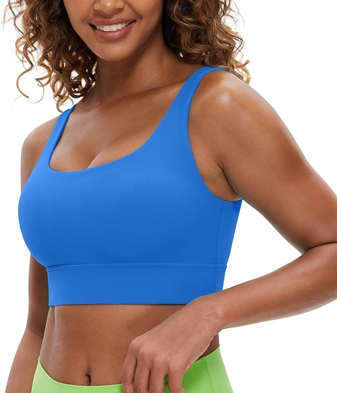 CRZ YOGA Butterluxe Womens U Back Sports Bra - Scoop Neck Padded Low Impact Yoga Clothes Workout ... | Amazon (US)