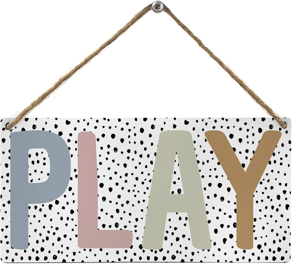 Mtrgdn Kids Playroom Decor Play Sign Boho Wall Plaque Sign Nursery Wood Hanging,Playroom Sign Wal... | Amazon (US)