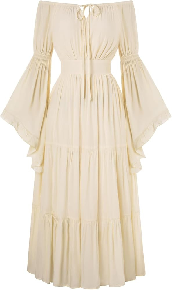 Scarlet Darkness Renaissance Dress Women Long Sleeve Off Shoulder Dresses     Flowy, with Pockets... | Amazon (US)