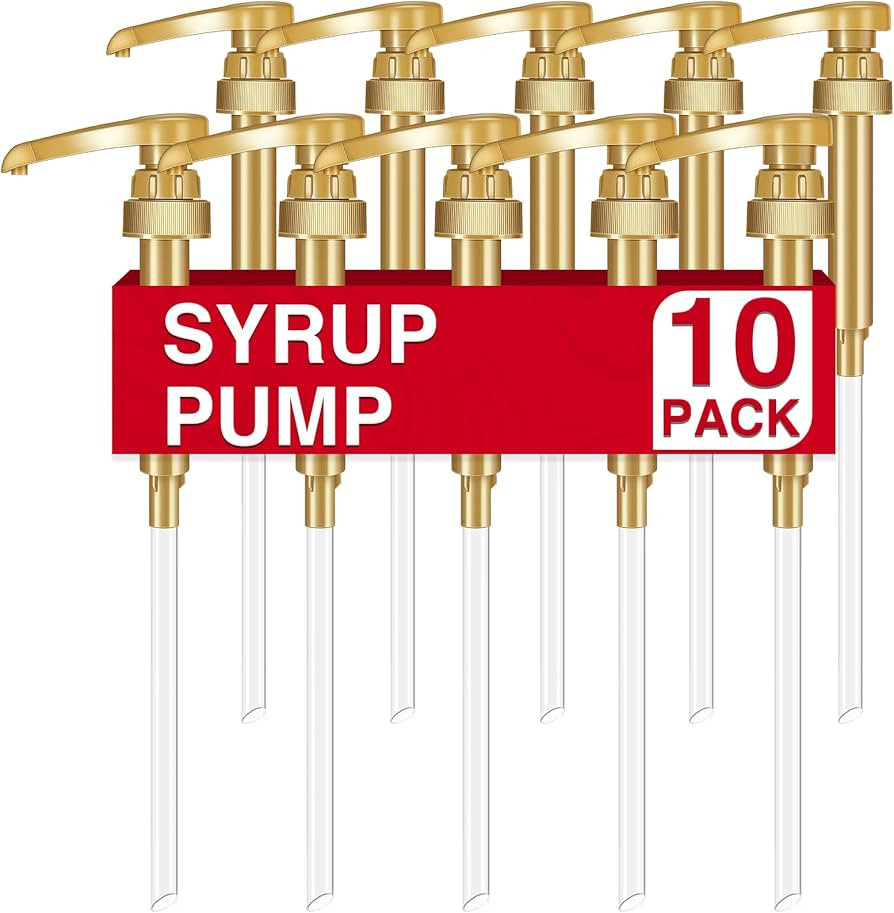 VOISEN Coffee Syrup Pumps, 10 Pack Gold Syrup Pump, Skinny Syrup Pump for 750ml 25.4oz Syrup Bott... | Amazon (US)
